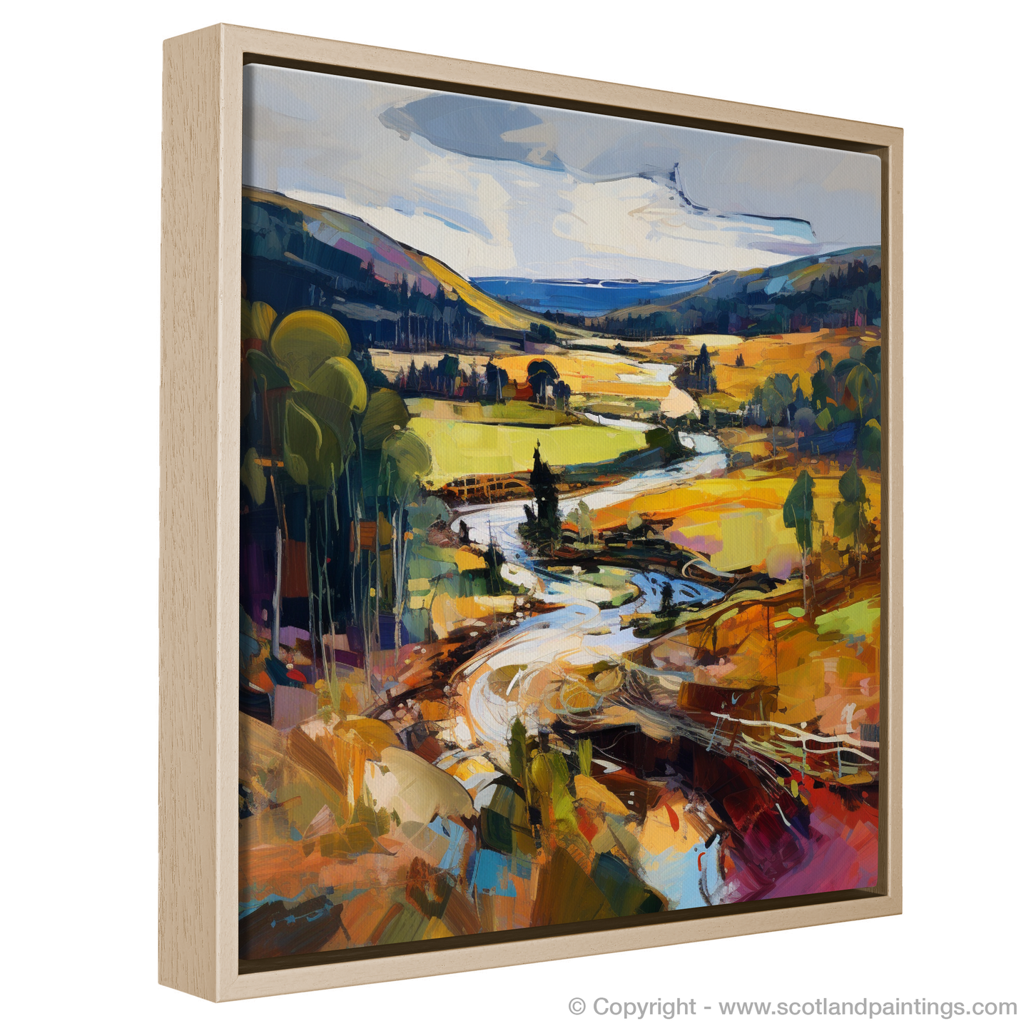 Painting and Art Print of Glen Tanar, Aberdeenshire entitled "Vibrant Energy of Glen Tanar: An Expressionist Ode to Scotland's Natural Splendour".