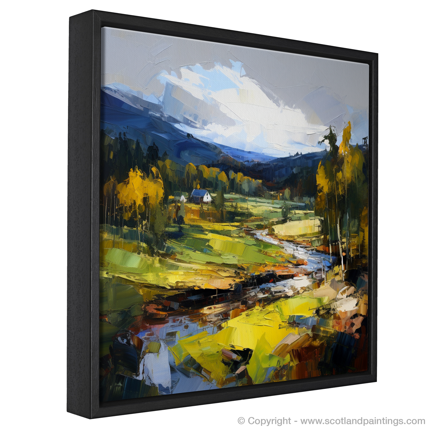 Painting and Art Print of Glen Tanar, Aberdeenshire entitled "Expressionist Enchantment of Glen Tanar Aberdeenshire".