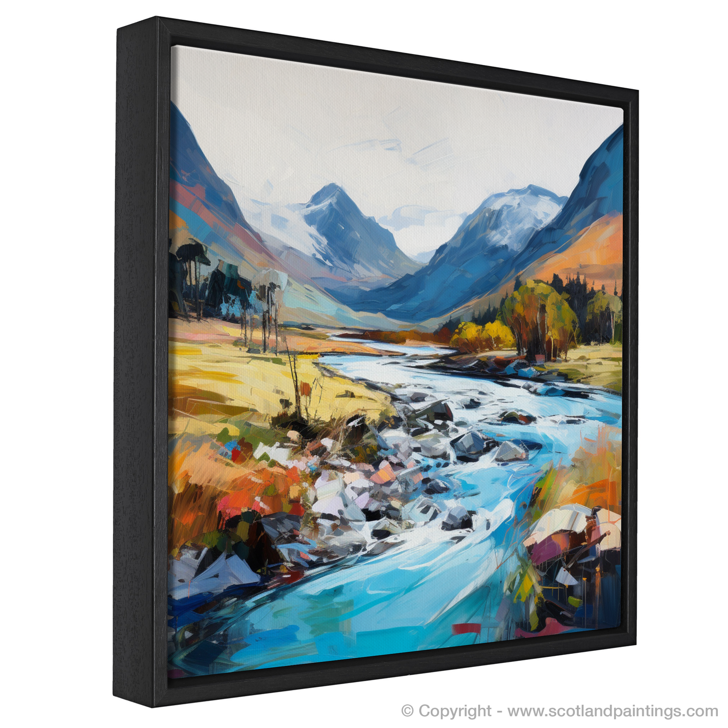 Painting and Art Print of River Coe, Glencoe, Highlands entitled "River Coe Rhapsody: An Expressionist Ode to the Scottish Highlands".