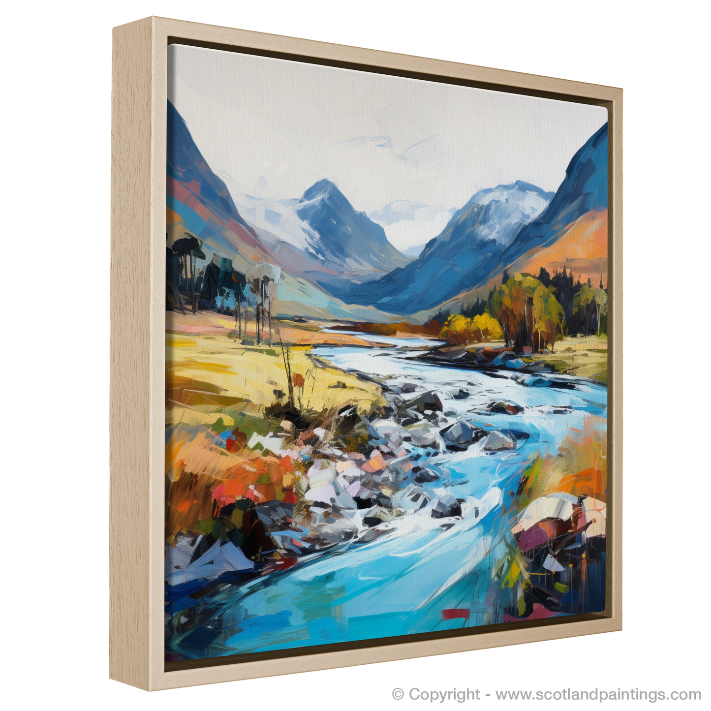 Painting and Art Print of River Coe, Glencoe, Highlands entitled "River Coe Rhapsody: An Expressionist Ode to the Scottish Highlands".