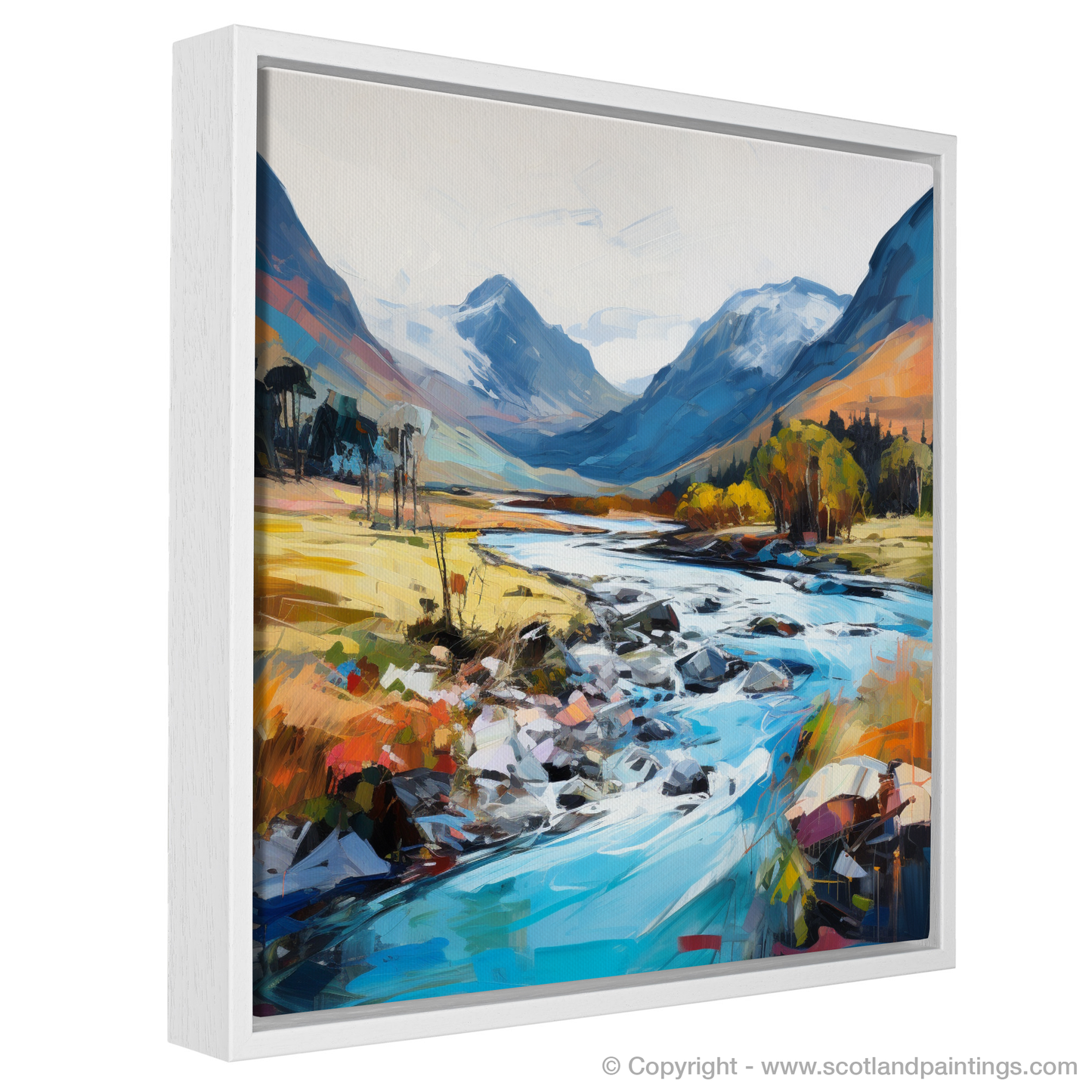 Painting and Art Print of River Coe, Glencoe, Highlands entitled "River Coe Rhapsody: An Expressionist Ode to the Scottish Highlands".