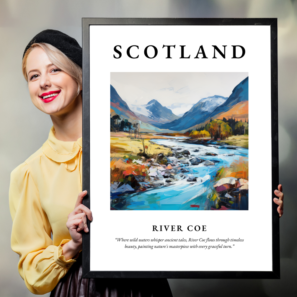 Person holding a poster of River Coe