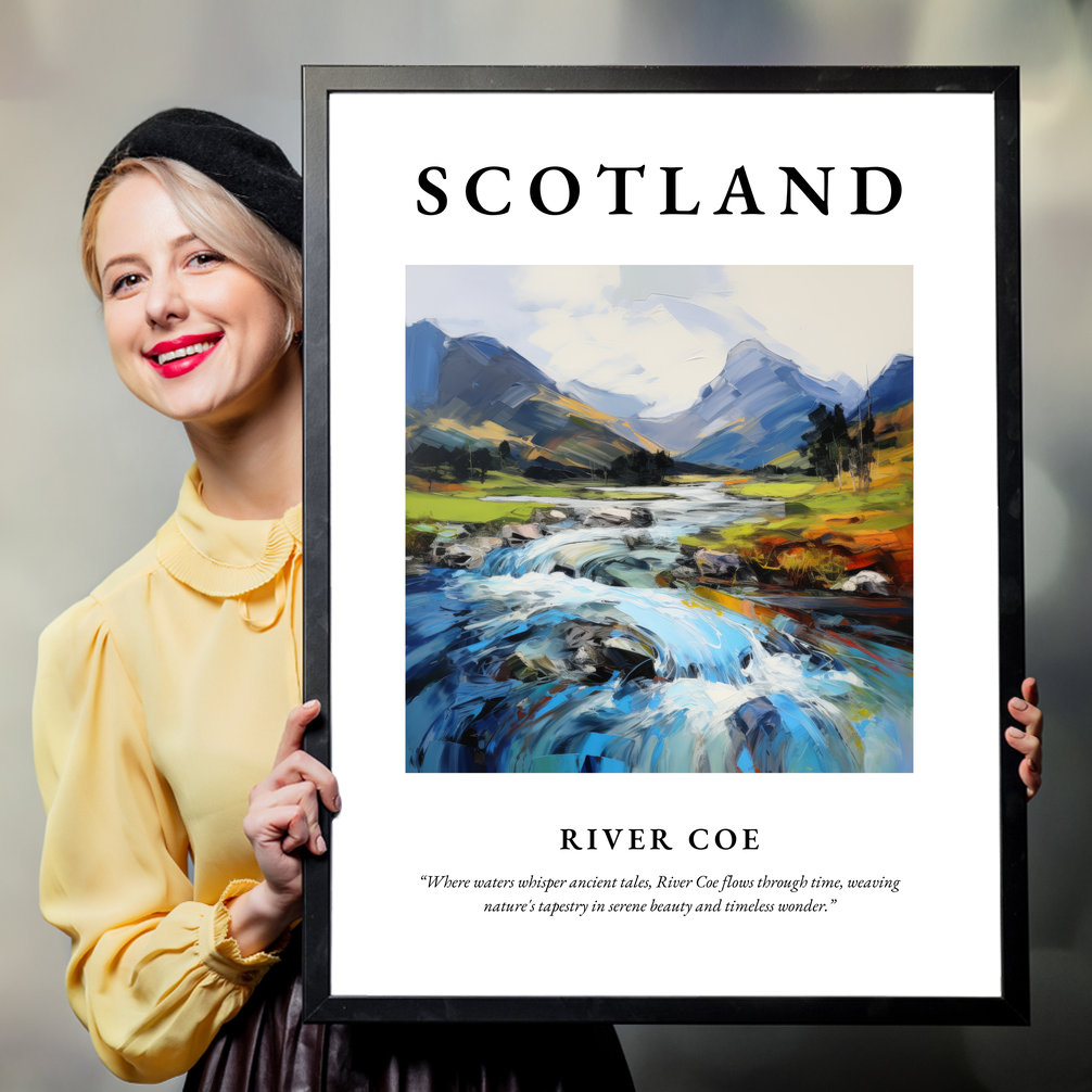 Person holding a poster of River Coe