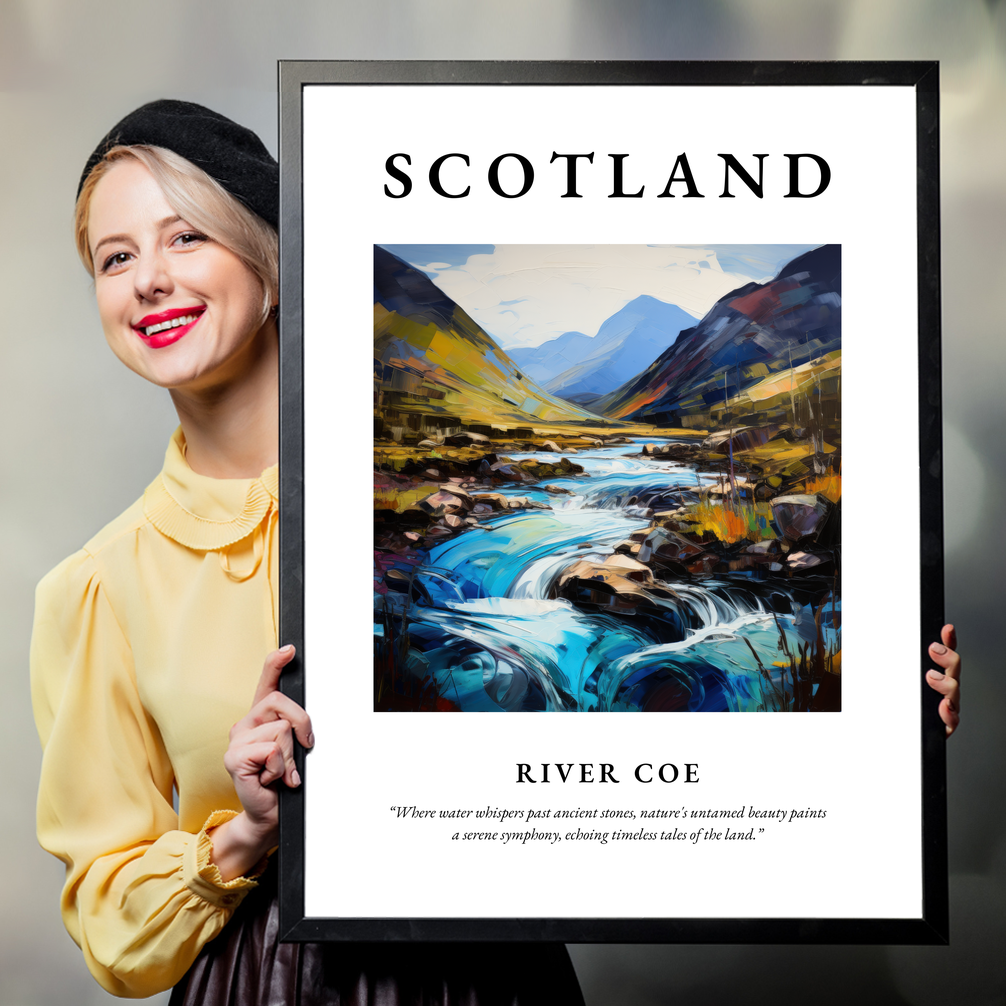 Person holding a poster of River Coe