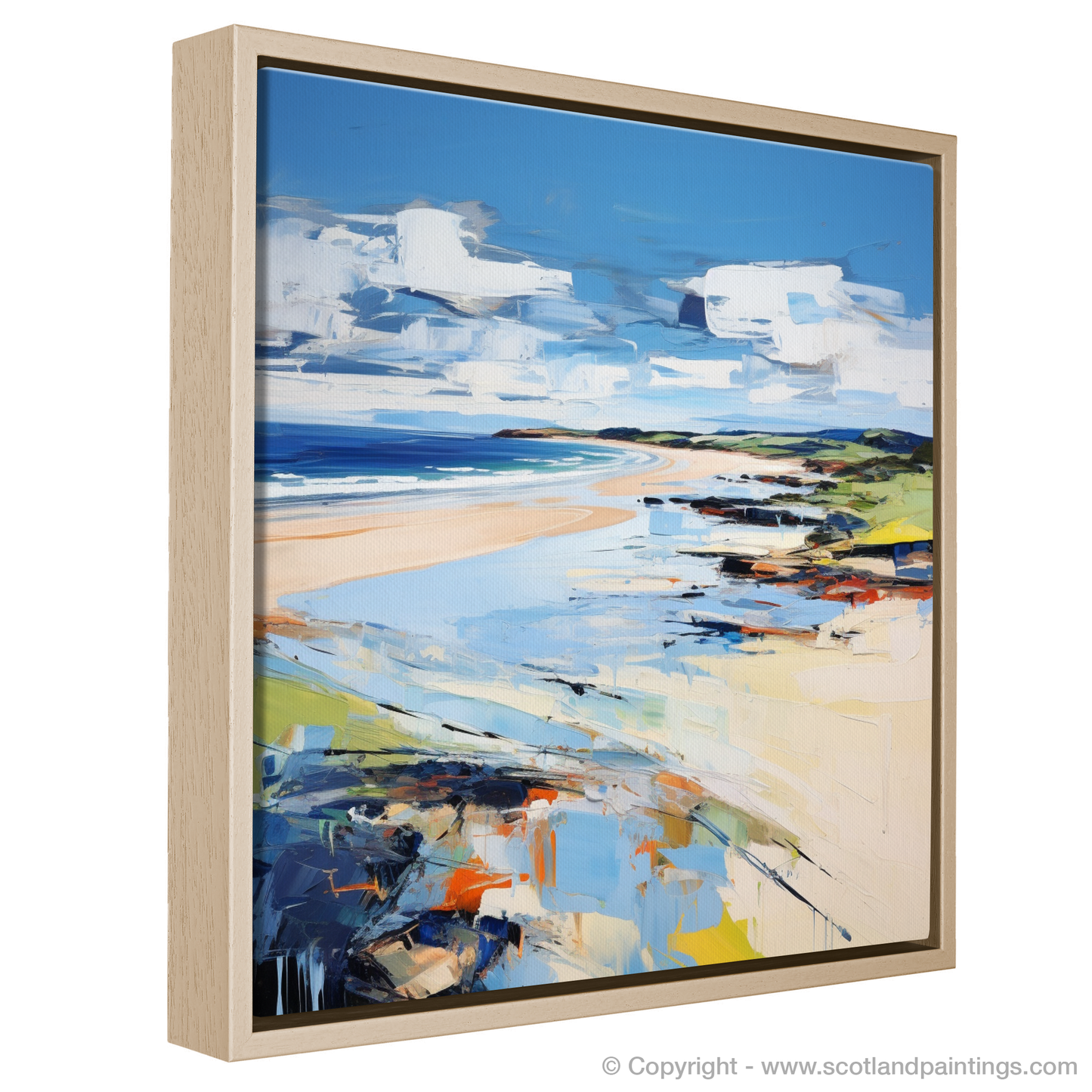 Painting and Art Print of West Sands, St Andrews entitled "West Sands Whispers: An Expressionist Ode to Scotland's Rugged Coastline".
