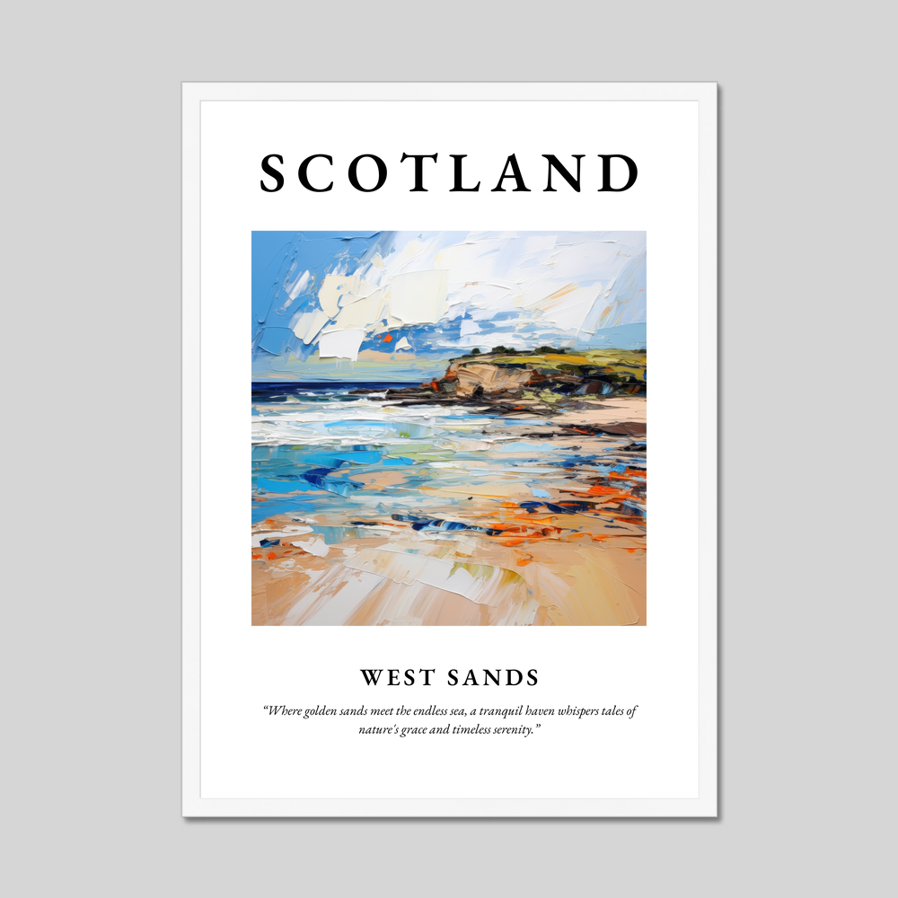 Poster in a white frame with the word Scotland