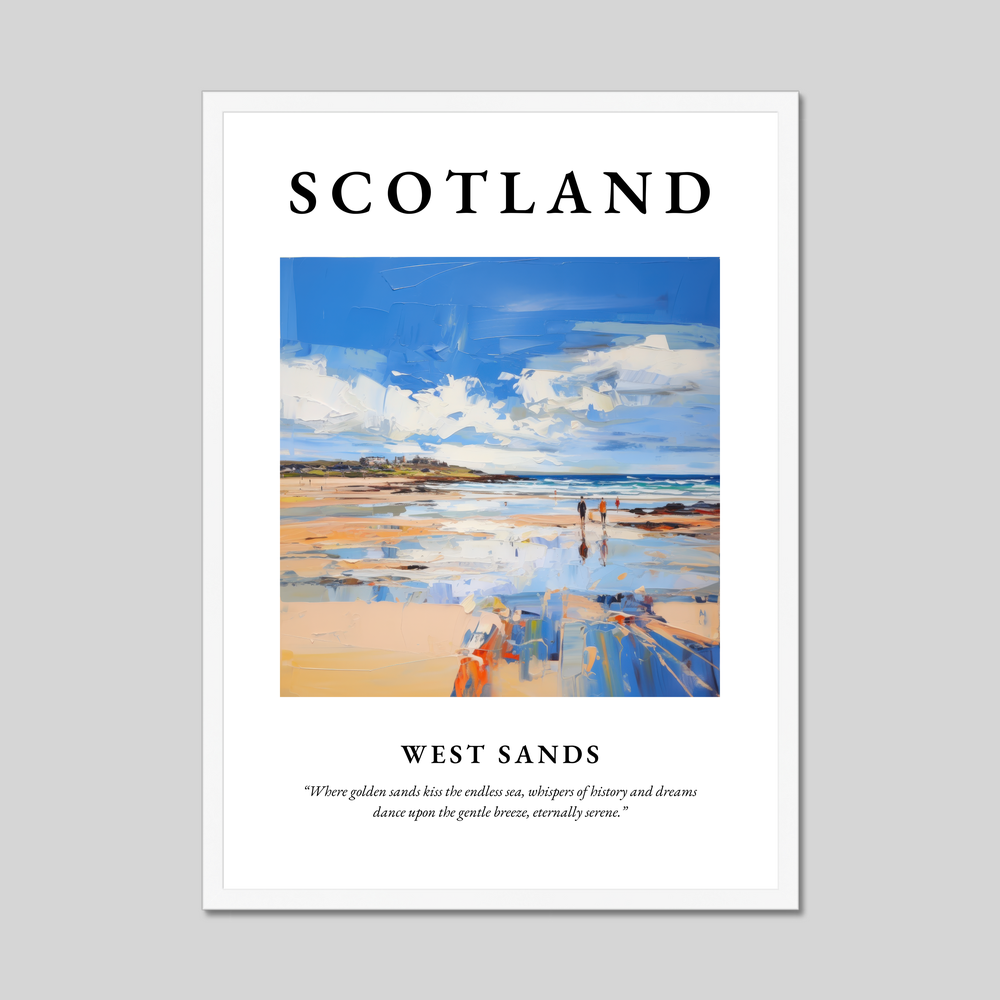 Poster in a white frame with the word Scotland