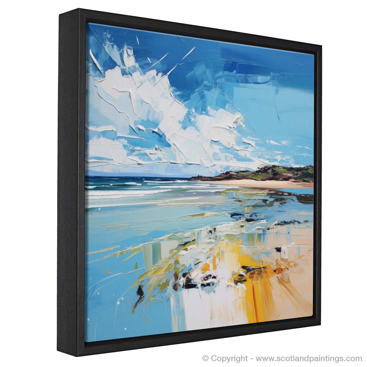 Painting and Art Print of West Sands, St Andrews entitled "Wild Spirit of West Sands - An Expressionist Homage to the Scottish Coast".