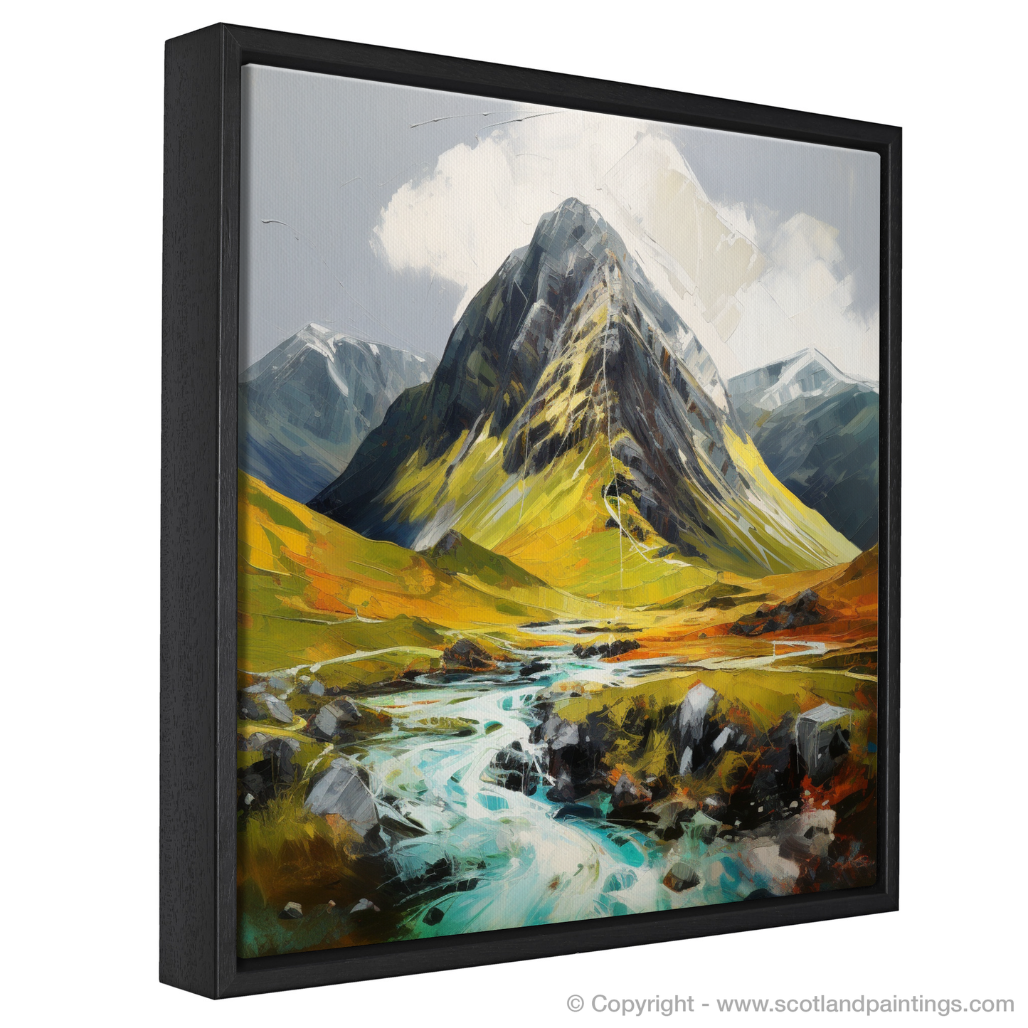 Painting and Art Print of Stob Coire Raineach (Buachaille Etive Beag) entitled "Majestic Raineach: An Expressionist Ode to the Scottish Highlands".