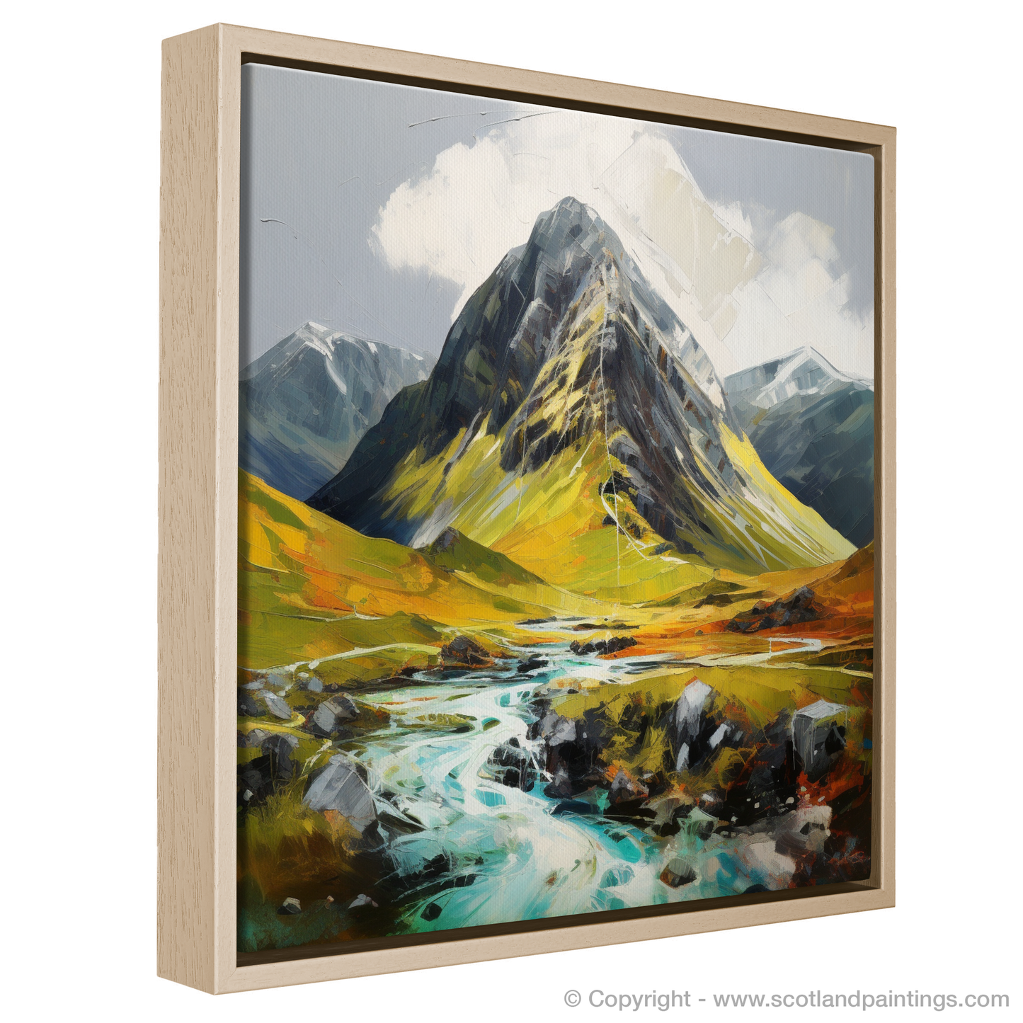 Painting and Art Print of Stob Coire Raineach (Buachaille Etive Beag) entitled "Majestic Raineach: An Expressionist Ode to the Scottish Highlands".