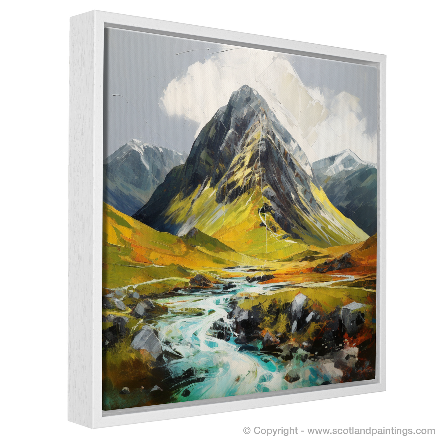 Painting and Art Print of Stob Coire Raineach (Buachaille Etive Beag) entitled "Majestic Raineach: An Expressionist Ode to the Scottish Highlands".