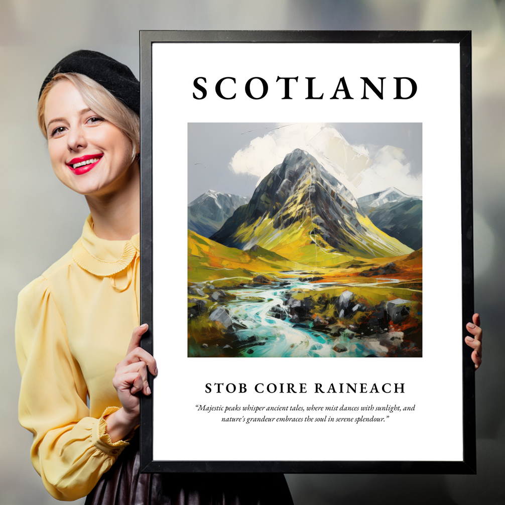 Person holding a poster of Stob Coire Raineach