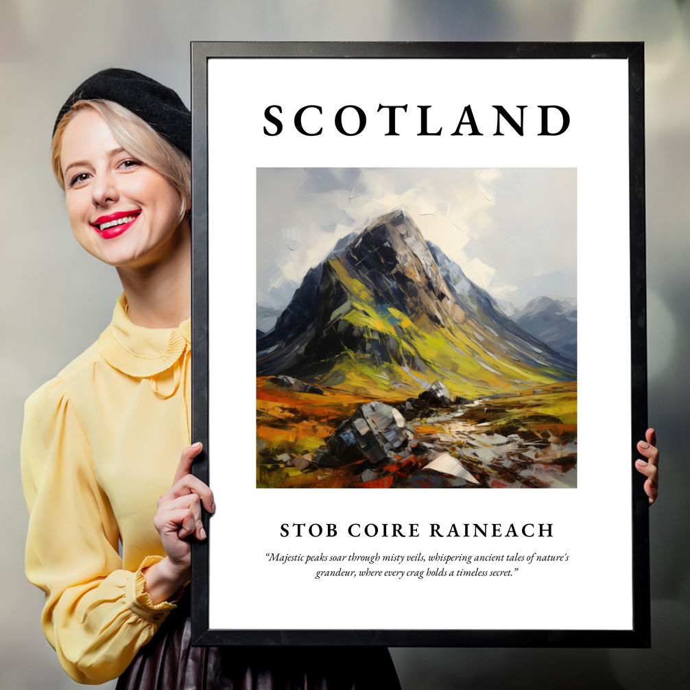 Person holding a poster of Stob Coire Raineach