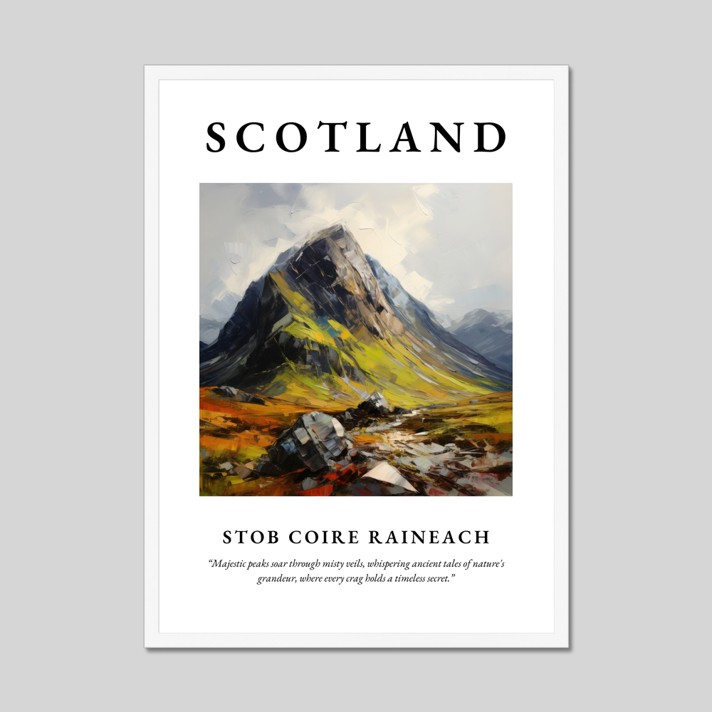 Poster in a white frame with the word Scotland