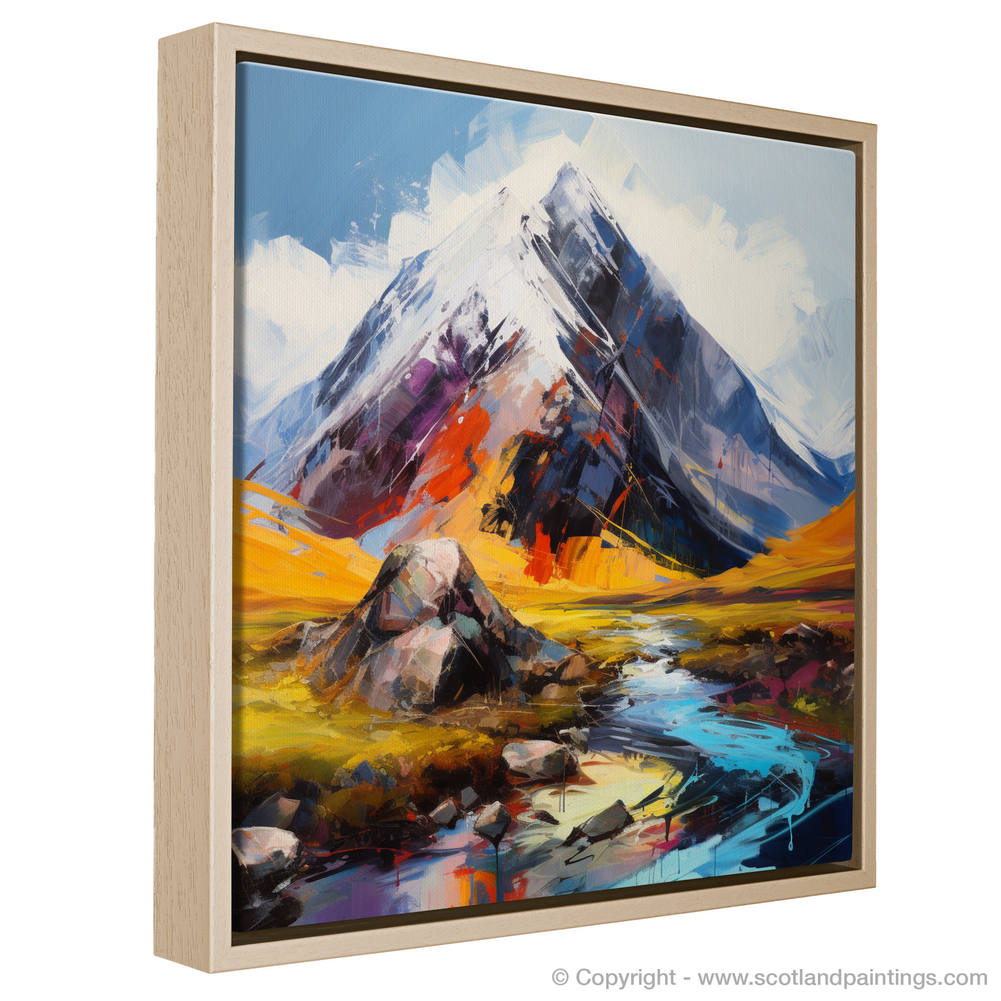 Painting and Art Print of Stob Coire Raineach (Buachaille Etive Beag) entitled "Majestic Raineach: An Expressionist Ode to Scotland's Munros".