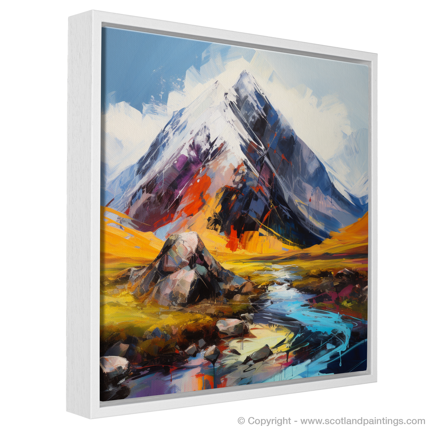 Painting and Art Print of Stob Coire Raineach (Buachaille Etive Beag) entitled "Majestic Raineach: An Expressionist Ode to Scotland's Munros".