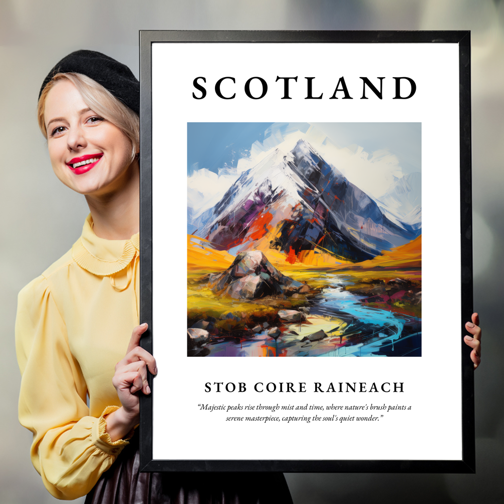 Person holding a poster of Stob Coire Raineach