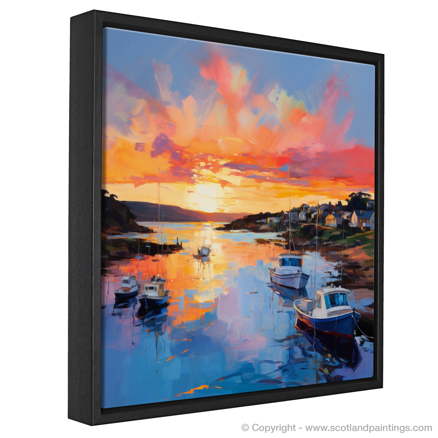 Painting and Art Print of Cullen Harbour at sunset. Sunset Serenity at Cullen Harbour.