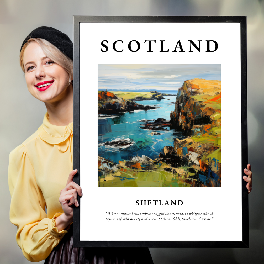 Person holding a poster of Shetland