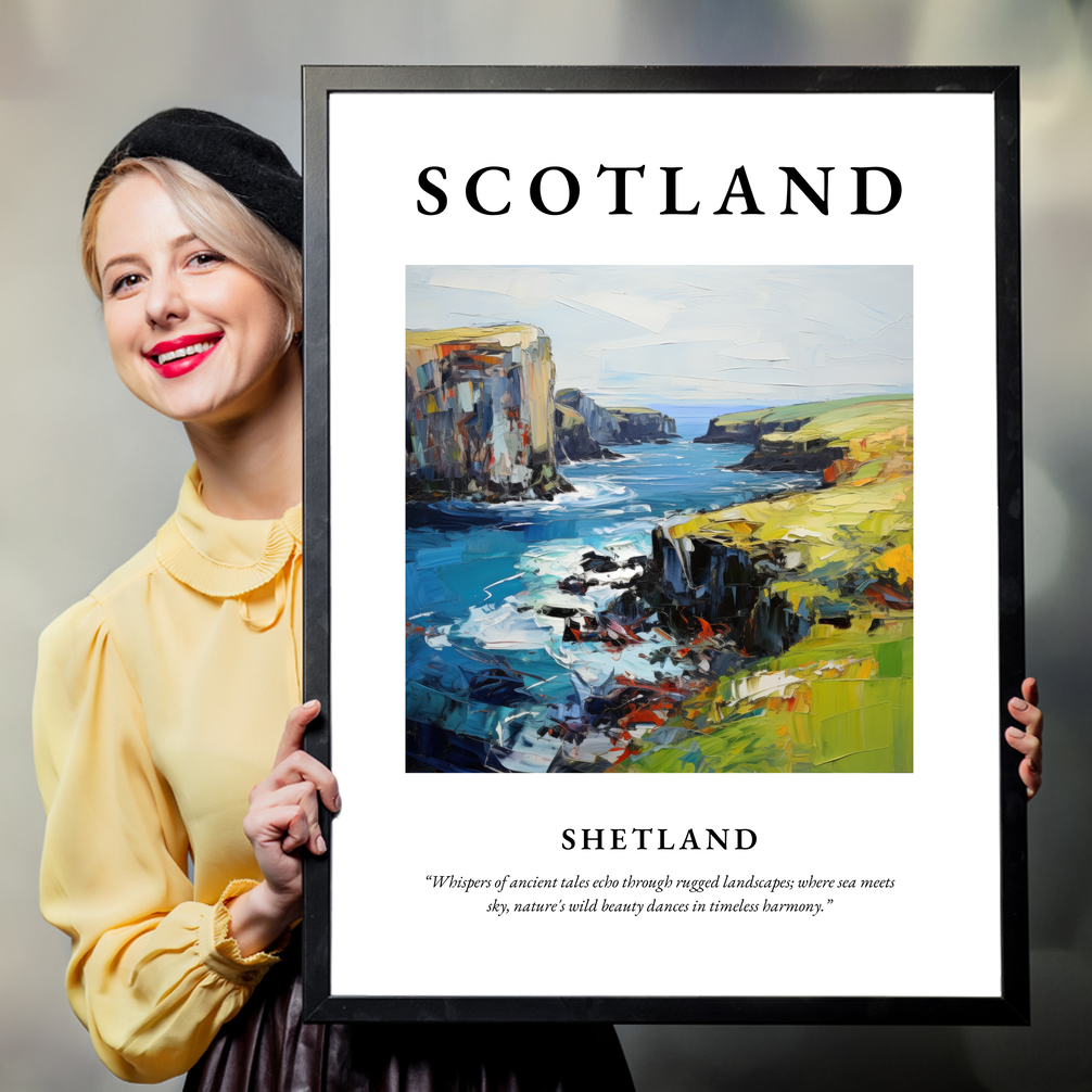 Person holding a poster of Shetland