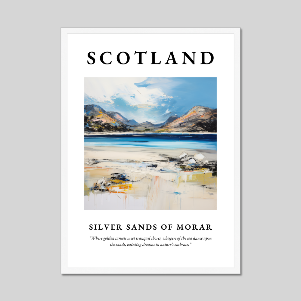 Poster in a white frame with the word Scotland