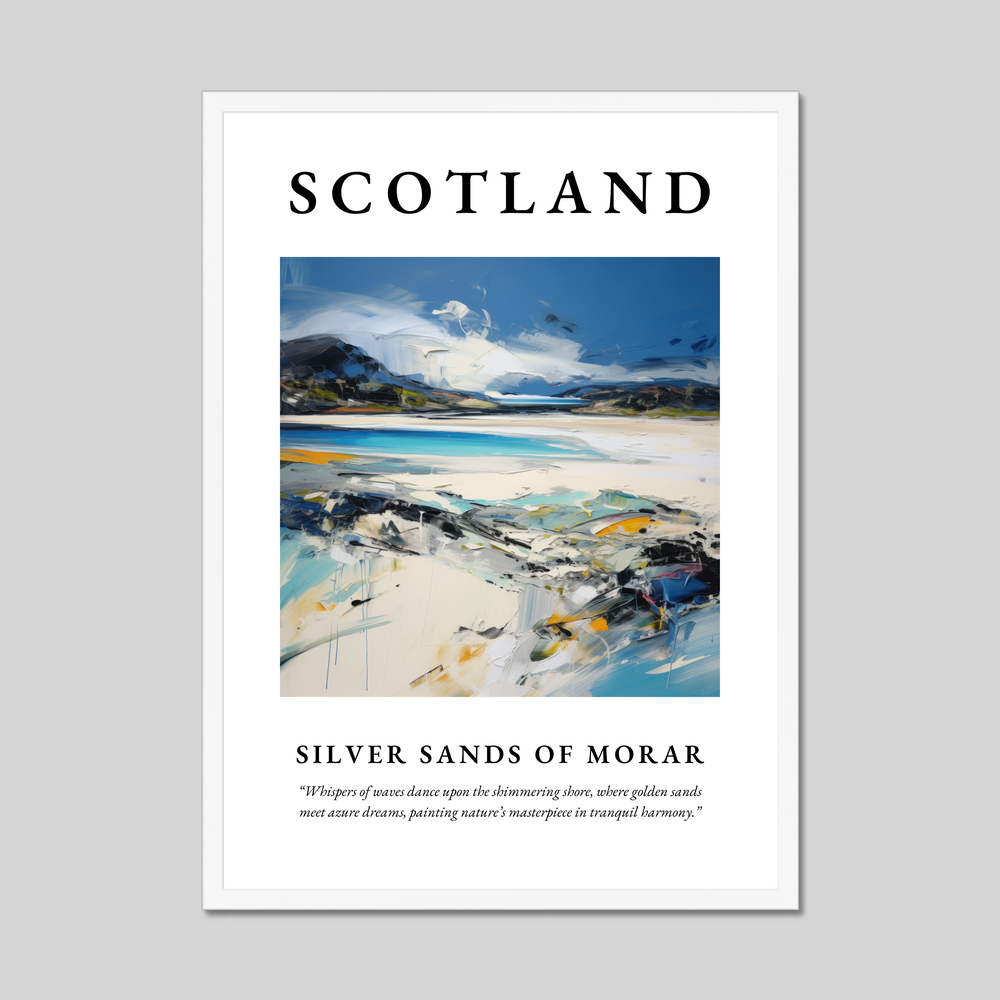 Poster in a white frame with the word Scotland