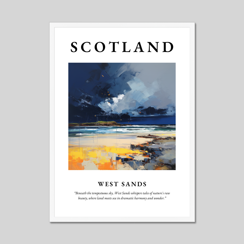 Poster in a white frame with the word Scotland