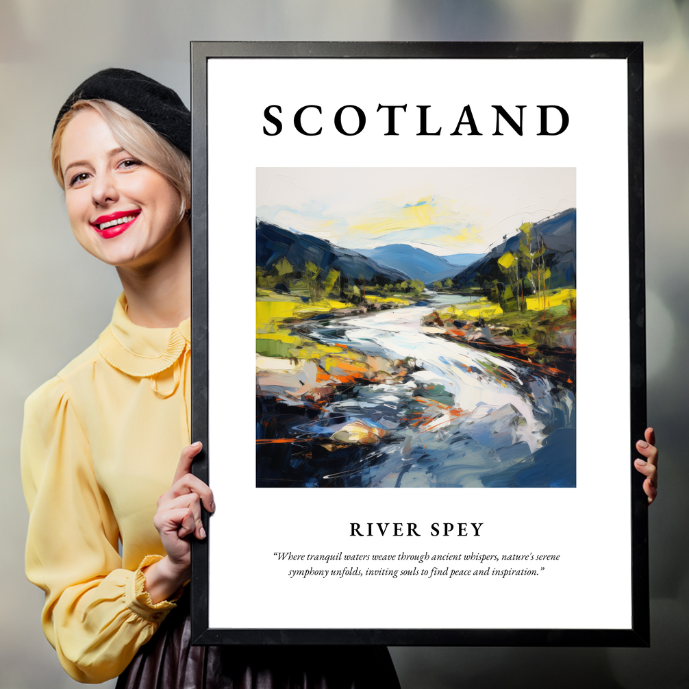 Person holding a poster of River Spey