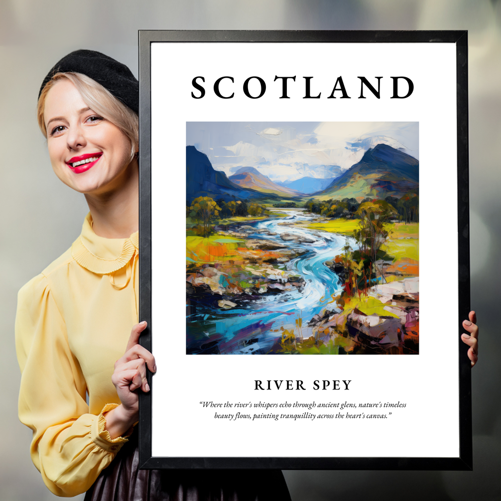 Person holding a poster of River Spey