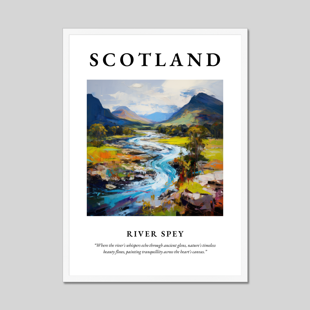 Poster in a white frame with the word Scotland