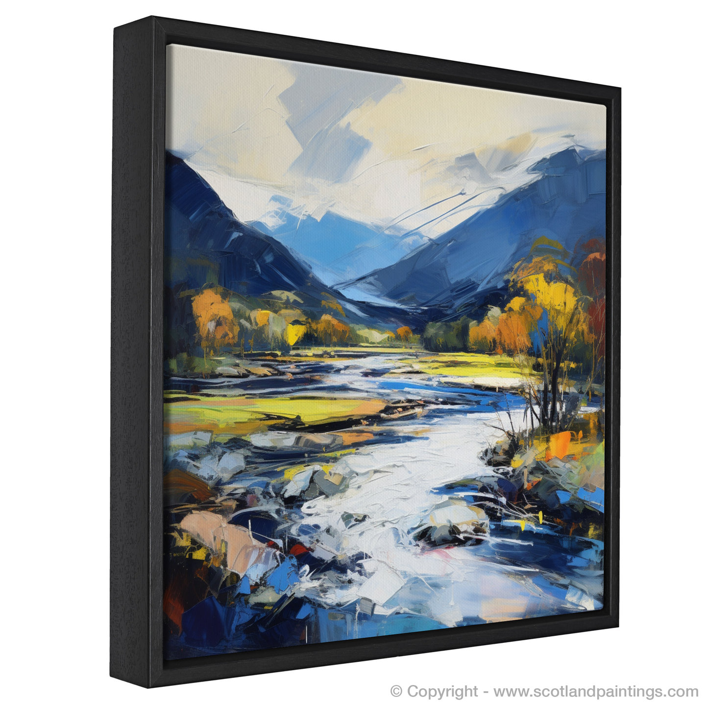 Painting and Art Print of River Spey, Highlands entitled "Wild Spey: An Expressionist Ode to the Highlands".