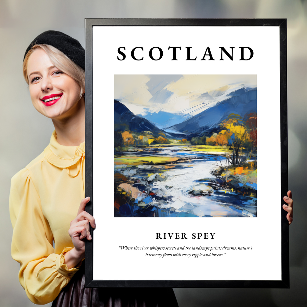 Person holding a poster of River Spey