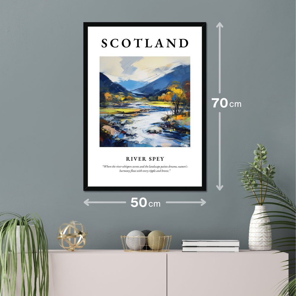 Poster of River Spey hanging on a wall