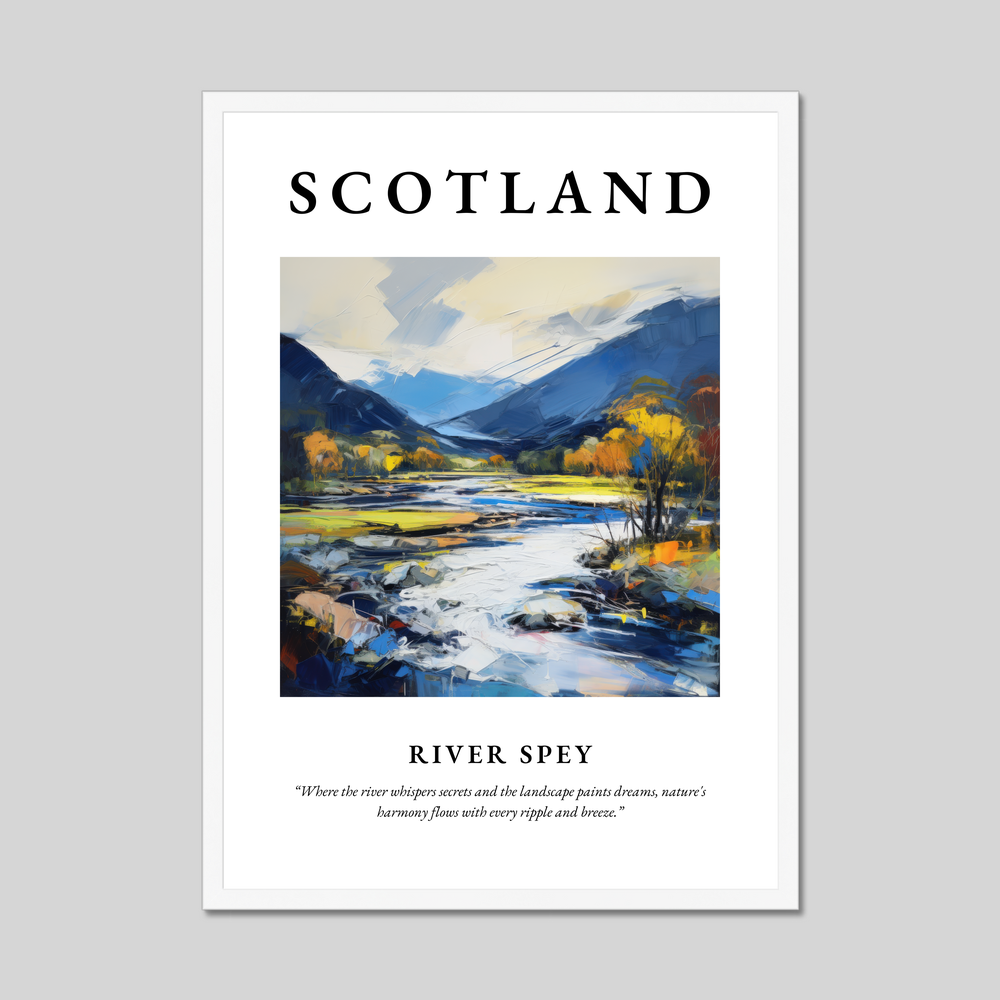 Poster in a white frame with the word Scotland