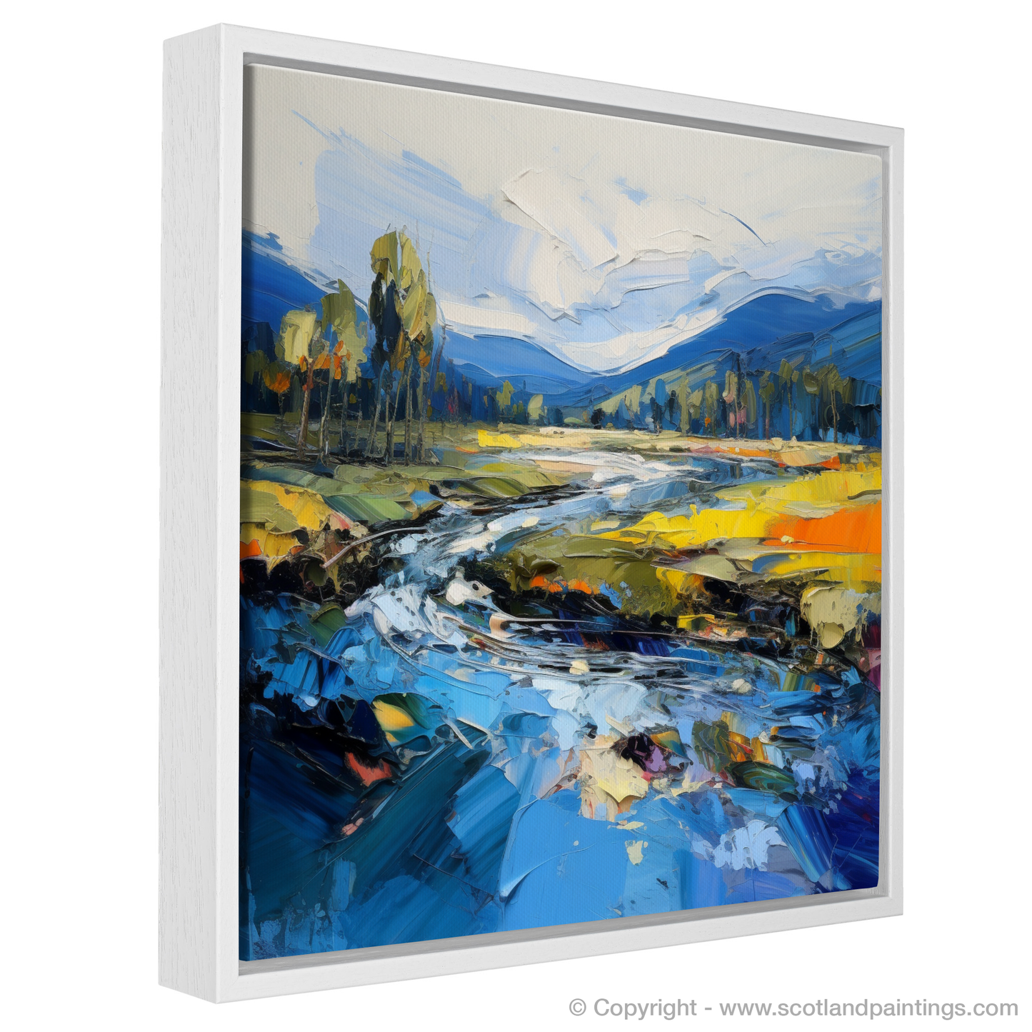 Painting and Art Print of River Spey, Highlands entitled "Highland Rhapsody: An Expressionist Ode to River Spey".