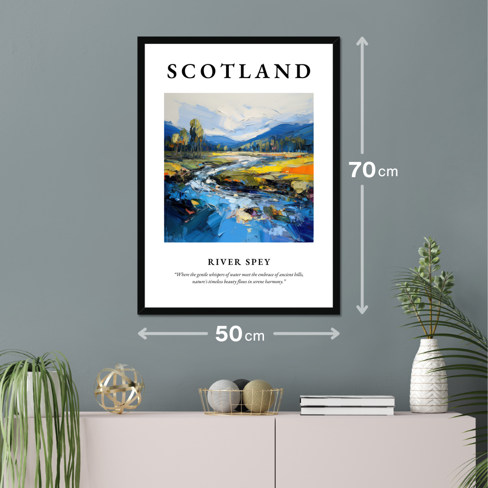 Poster of River Spey hanging on a wall