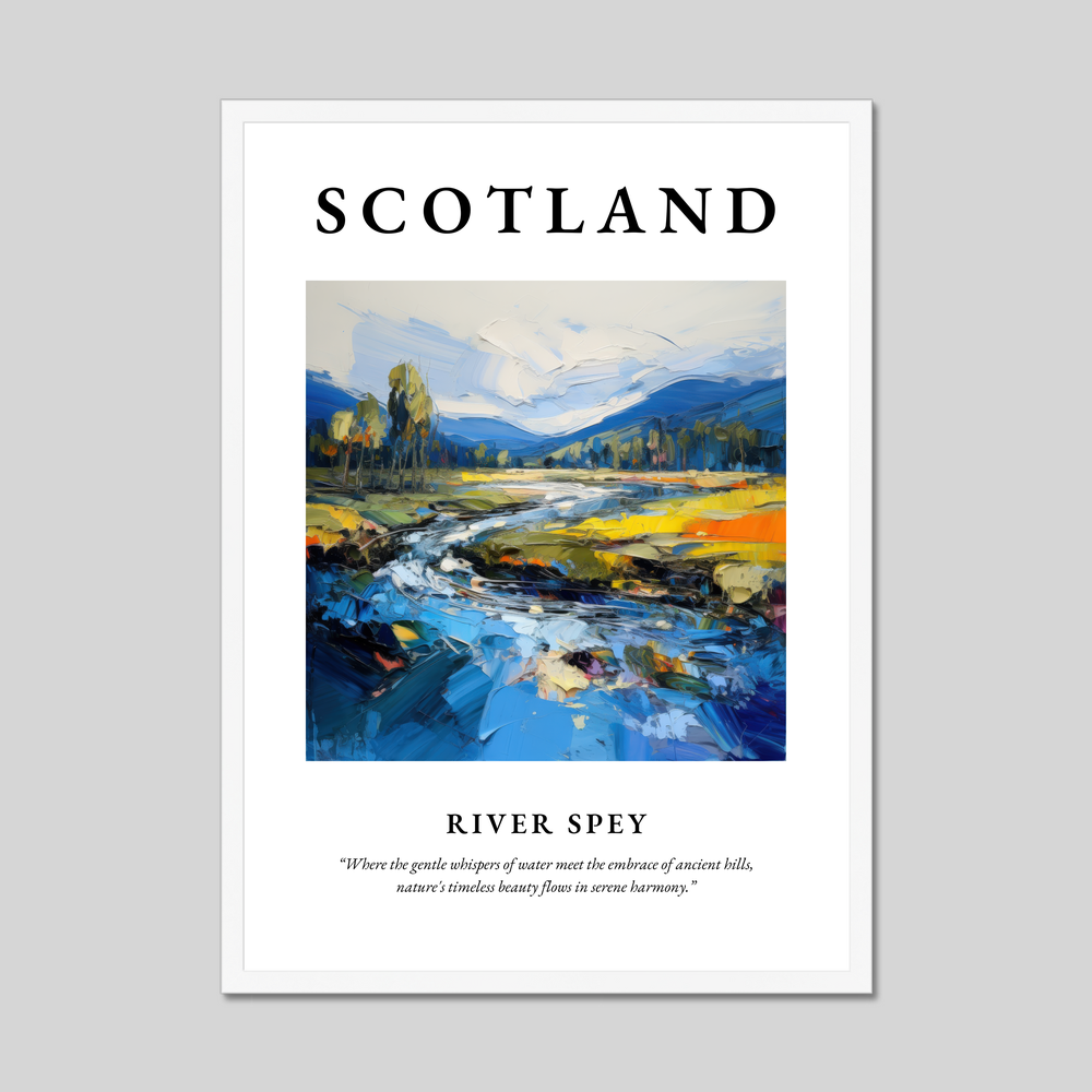 Poster in a white frame with the word Scotland