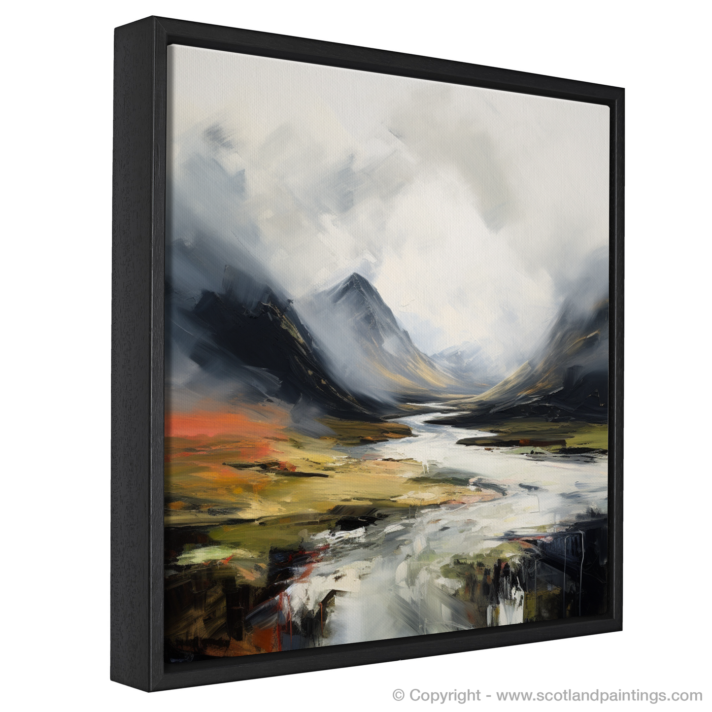 Painting and Art Print of Rolling fog in Glencoe entitled "Rolling Fog over Glencoe Highlands".