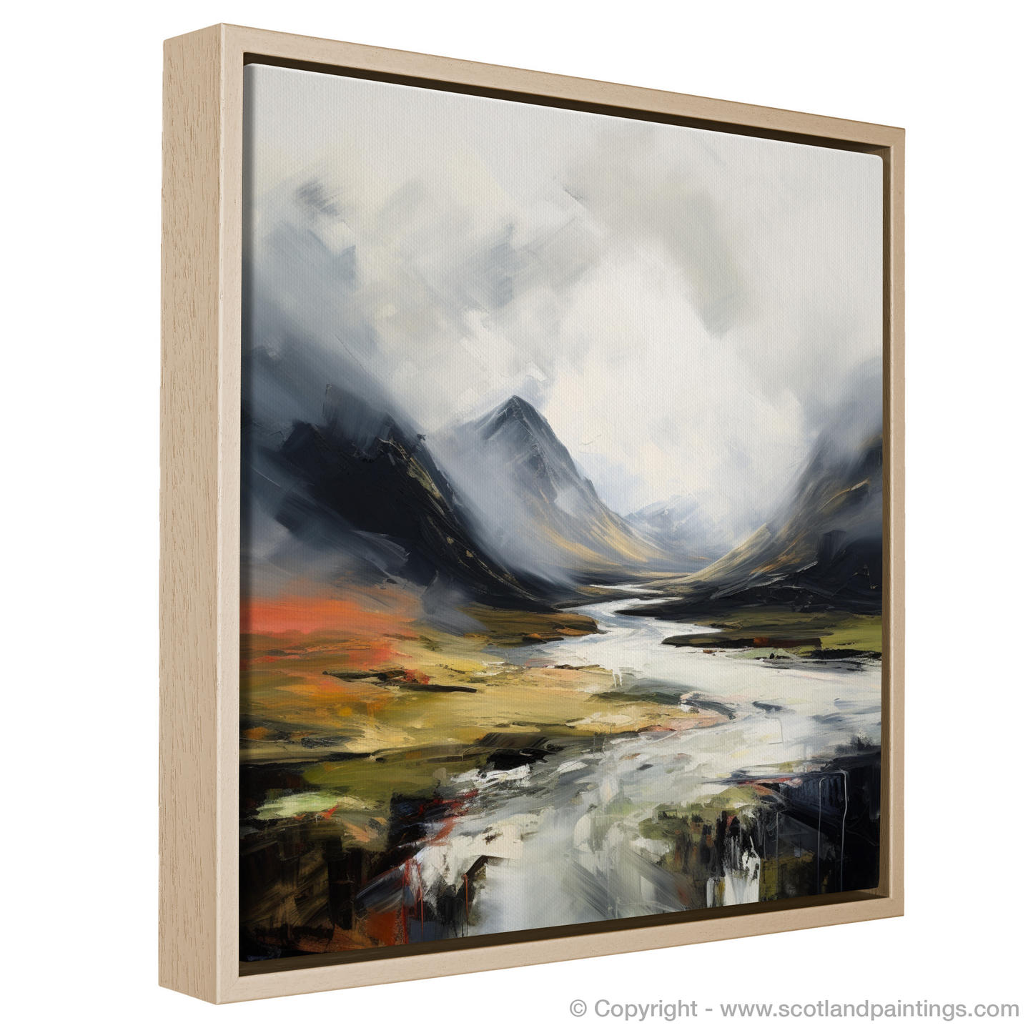 Painting and Art Print of Rolling fog in Glencoe entitled "Rolling Fog over Glencoe Highlands".