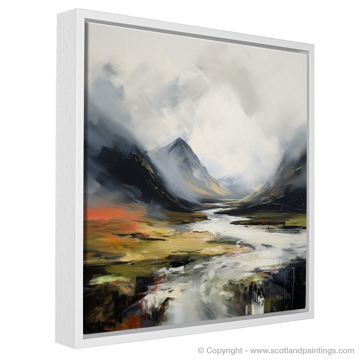 Painting and Art Print of Rolling fog in Glencoe entitled "Rolling Fog over Glencoe Highlands".