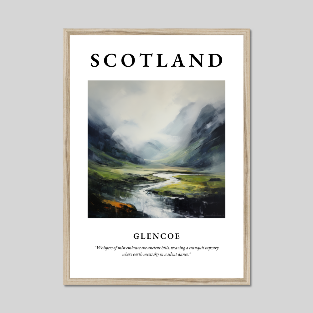 Poster in a natural frame with the word Scotland