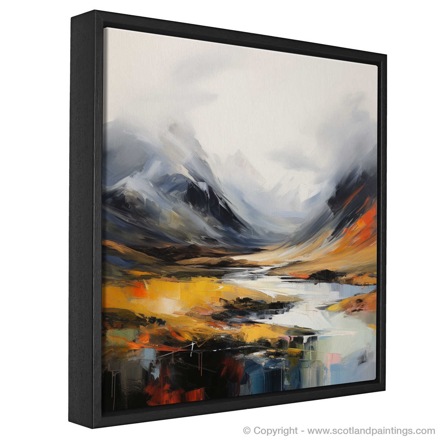 Painting and Art Print of Rolling fog in Glencoe entitled "Mystic Dance of Glencoe's Rolling Fog".