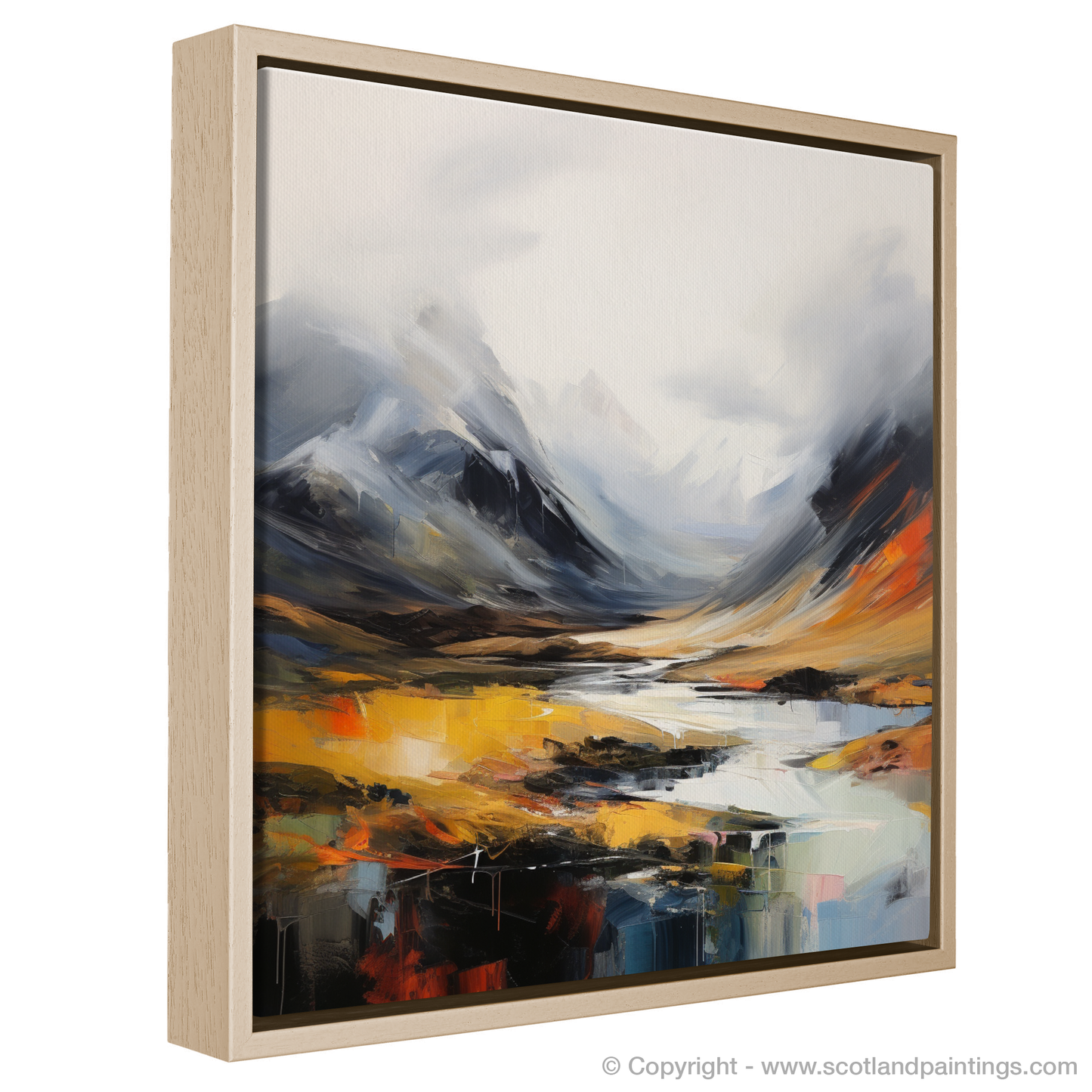 Painting and Art Print of Rolling fog in Glencoe entitled "Mystic Dance of Glencoe's Rolling Fog".