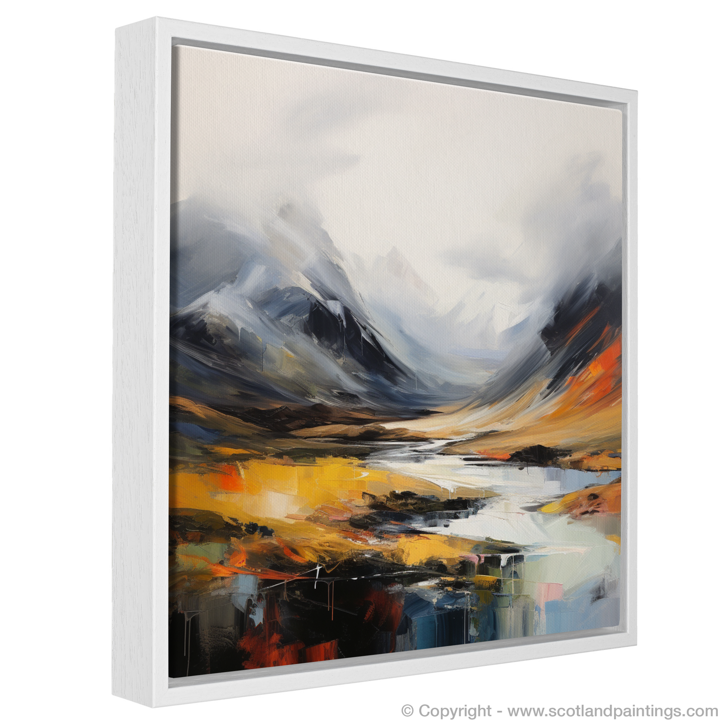 Painting and Art Print of Rolling fog in Glencoe entitled "Mystic Dance of Glencoe's Rolling Fog".