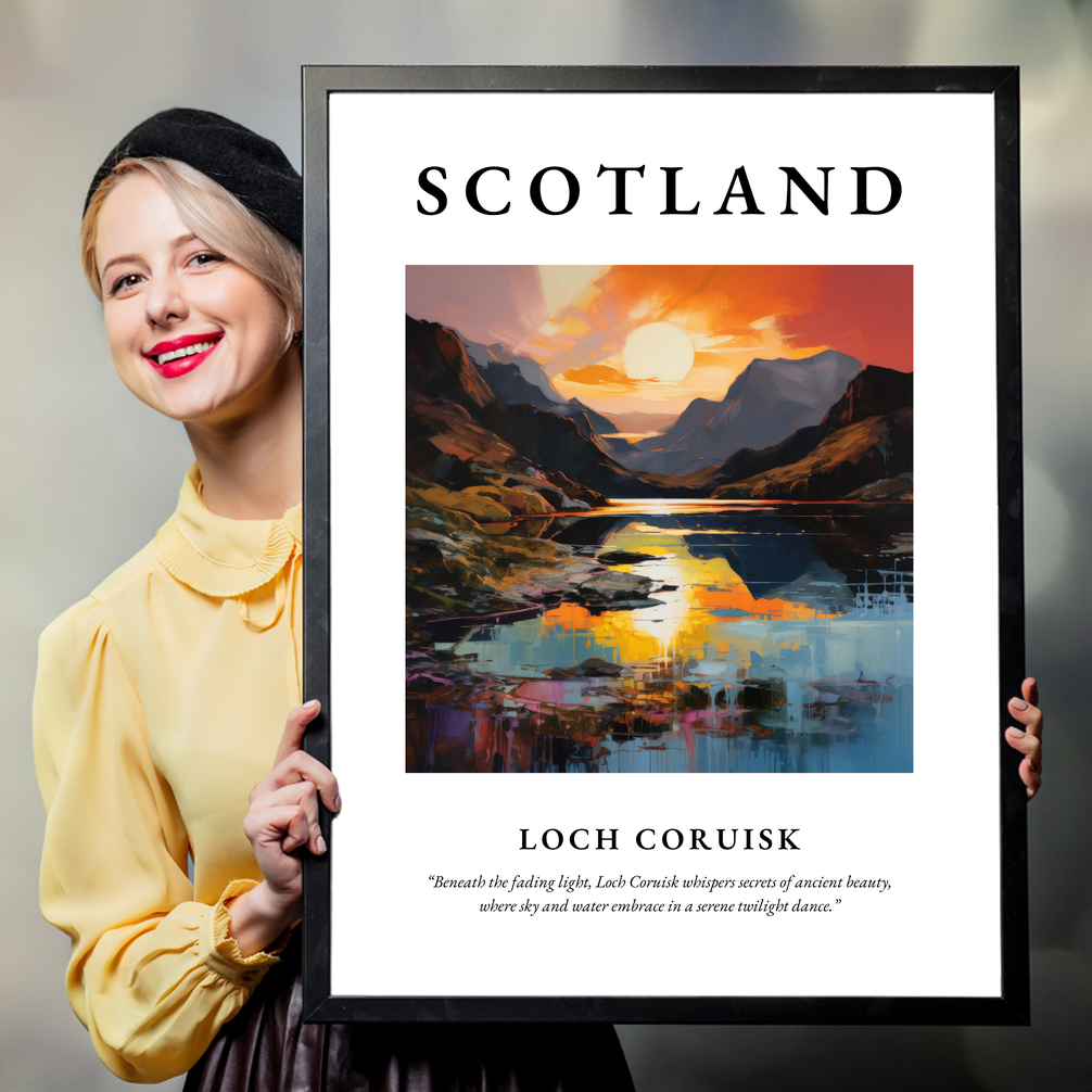 Person holding a poster of Loch Coruisk