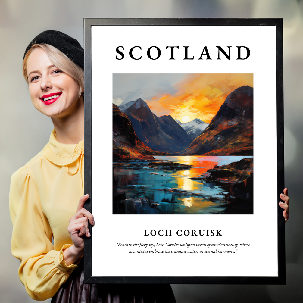 Person holding a poster of Loch Coruisk