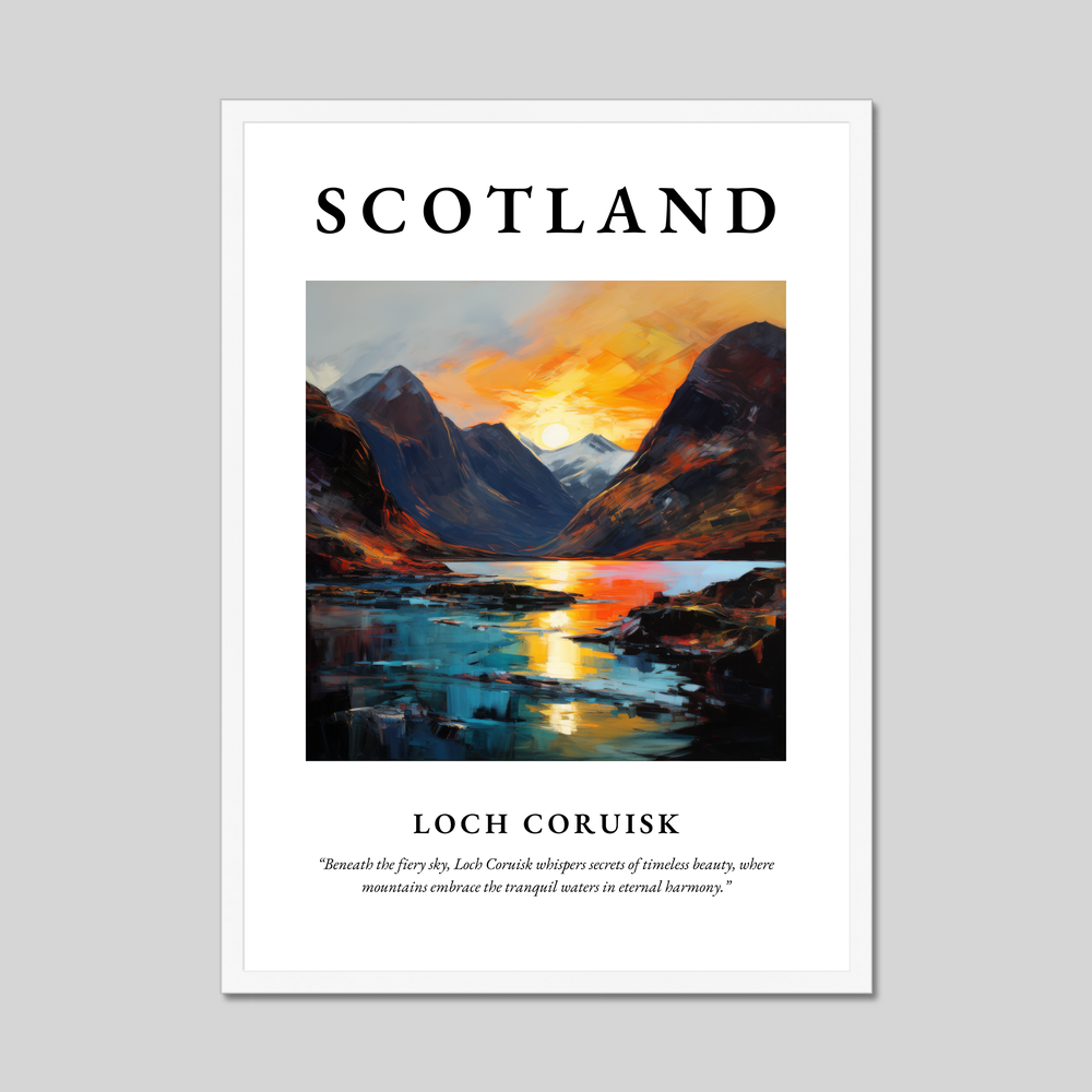 Poster in a white frame with the word Scotland