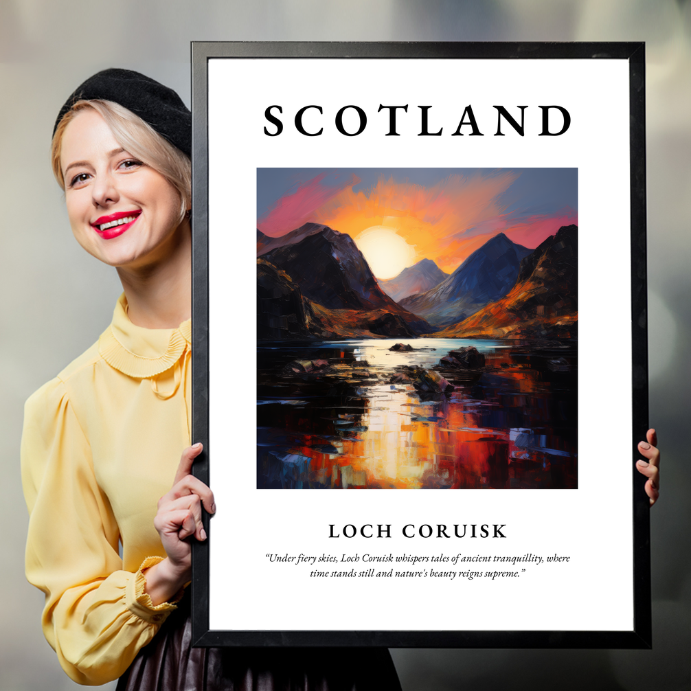 Person holding a poster of Loch Coruisk