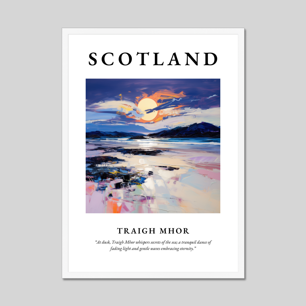 Poster in a white frame with the word Scotland