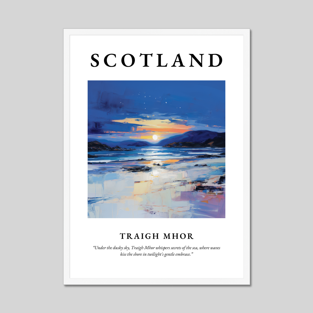 Poster in a white frame with the word Scotland